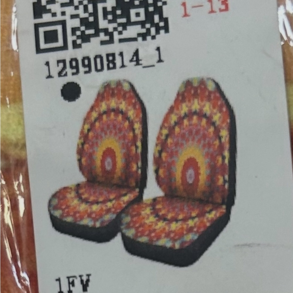 Car seat covers! 2 Orange kalidascope mandala design- fun and funky!
